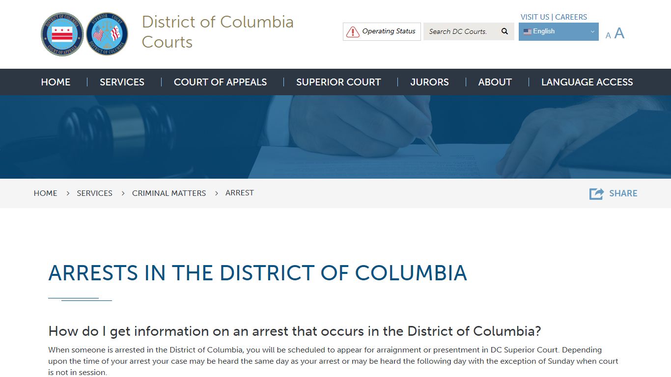 Arrest | District of Columbia Courts