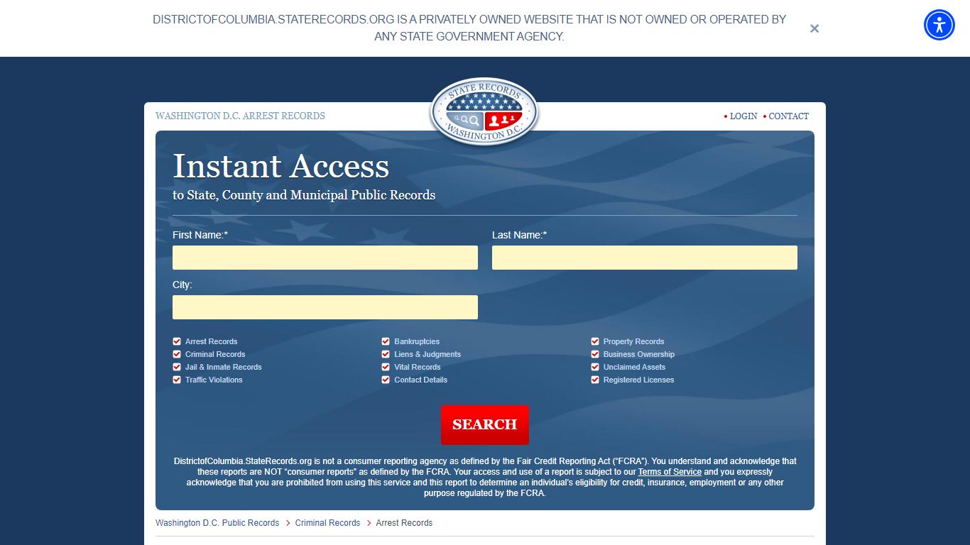 Washington D.C. Arrest Records Online | StateRecords.org