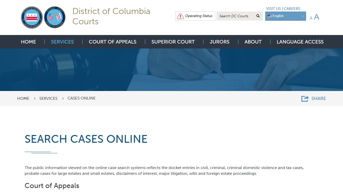 Cases Online | District of Columbia Courts
